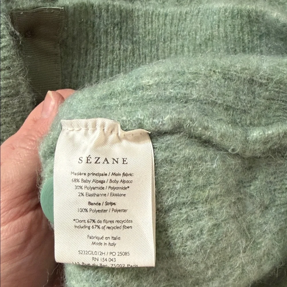 Sezane Mint Green Button-Up Wool Cardigan - Picture 5 of 5